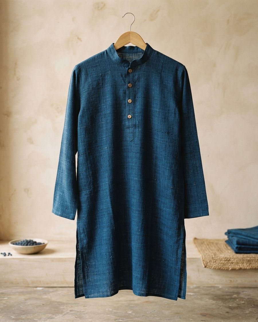 Dheu Indigo Pure Khadi Panjabi