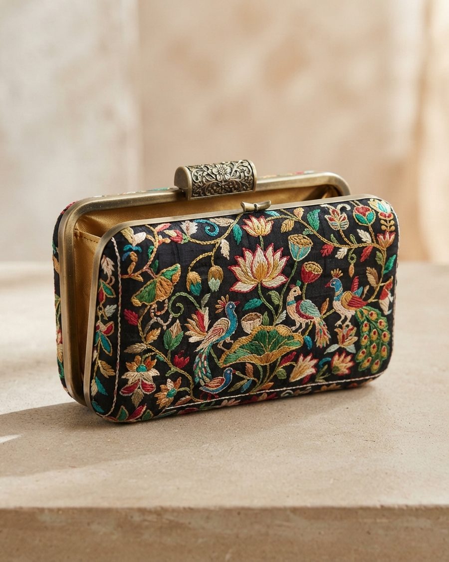 Nakshi Kantha Leather Minaudière
